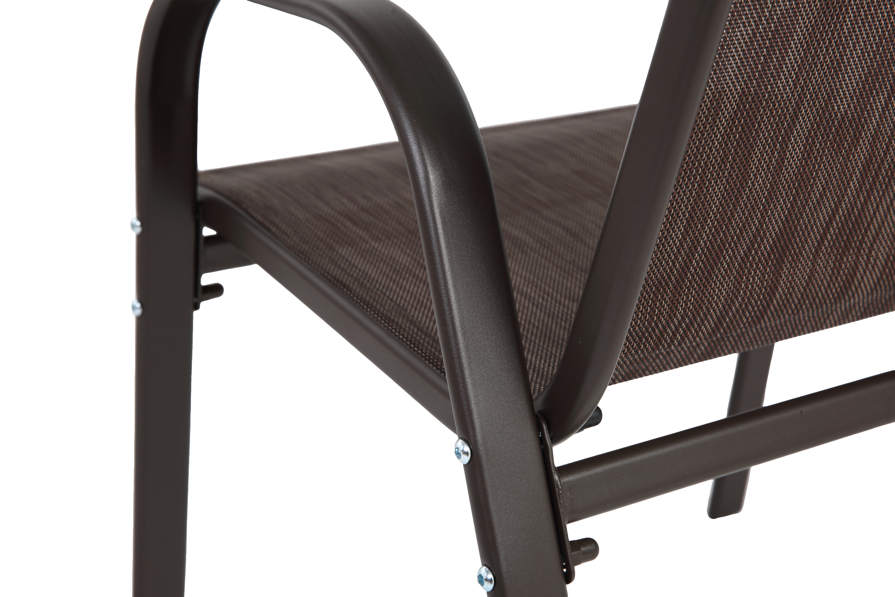 Six Anthony & Home brown Textilene patio chairs with high backs arranged outdoors for seating and relaxation.