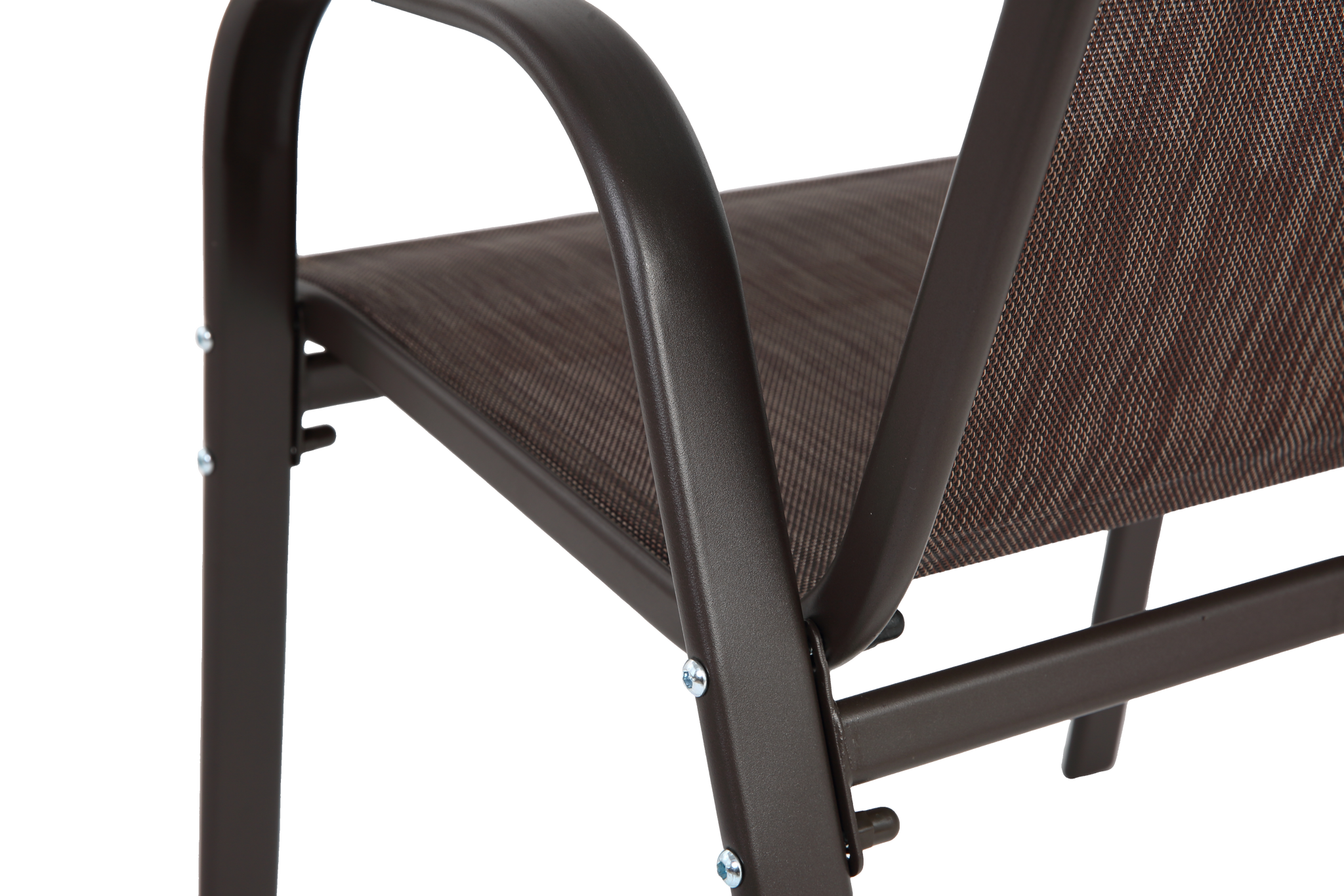 Six Anthony & Home brown Textilene patio chairs with high backs arranged outdoors for seating and relaxation.
