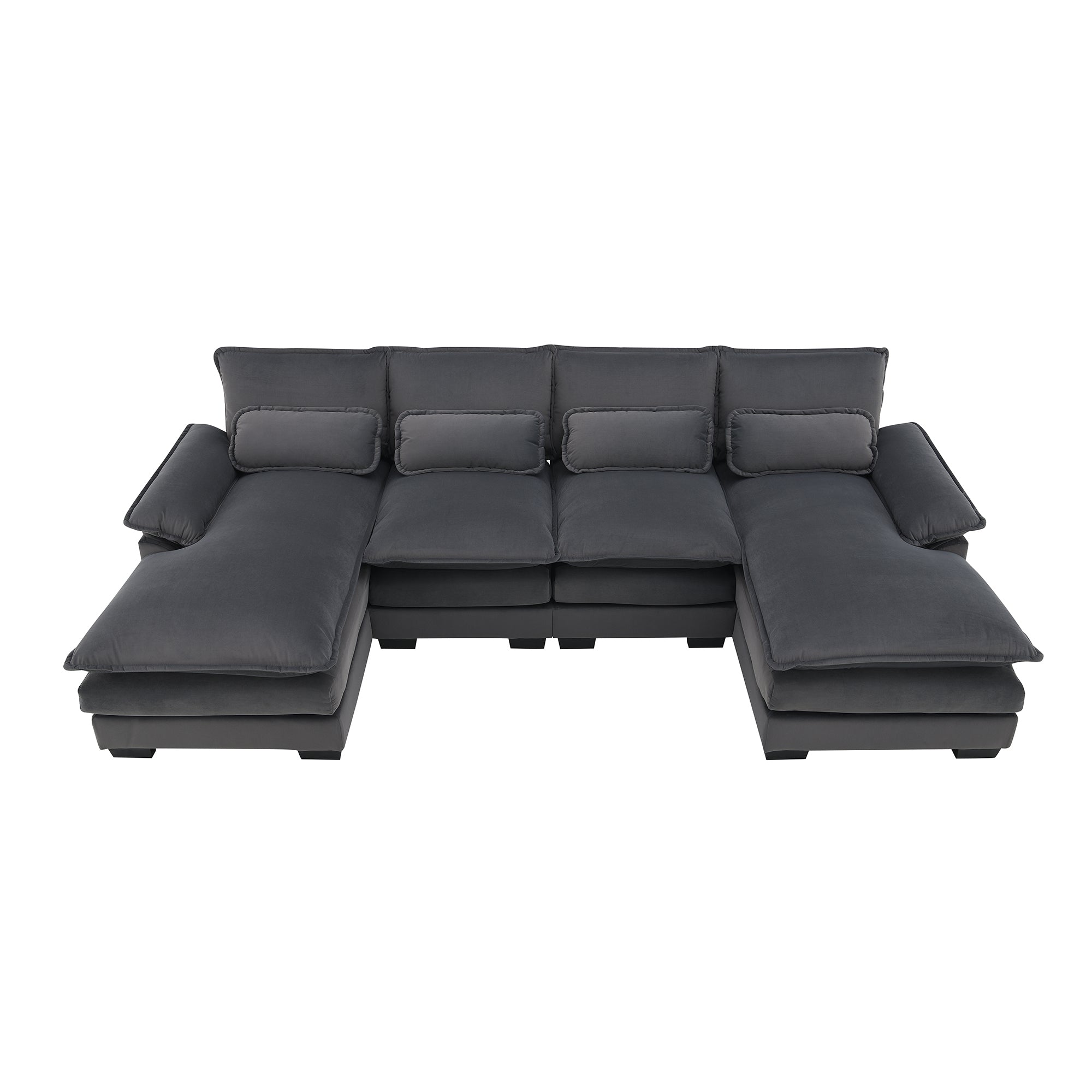 Velvet U-shaped sectional sofa with chaise from Anthony & Home Luxe Collection, showcasing plush velvet upholstery and modern design.