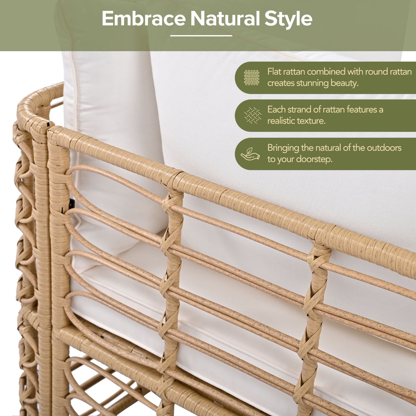 Go 7 Pieces Outdoor Patio Furniture All Weather Rattan Set