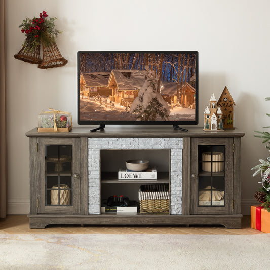 Anthony & Home Atelier Faux Stone TV stand in grey with sleek modern design and sturdy construction.