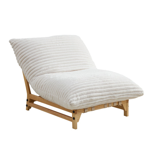 Accent Armless Lazy Sofa Corduroy Collection Limited Edition Off White For Living Room