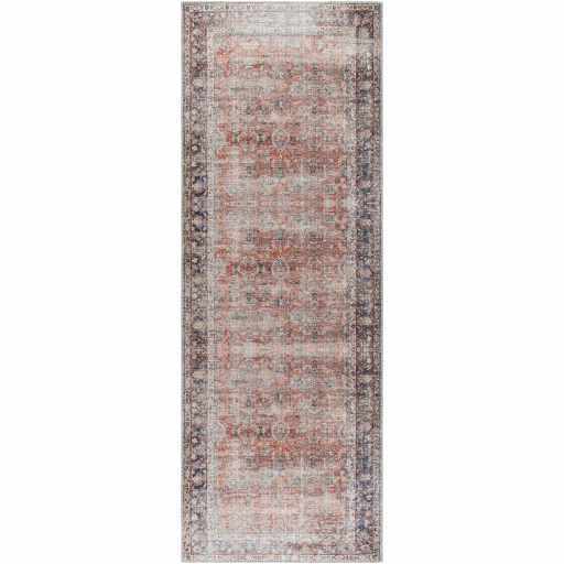 Rust distressed washable area rug by Hauteloom, Anahawan Heritage Elite collection, featuring a textured, vintage-inspired design.