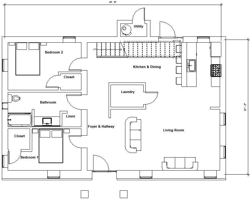 1.5 Story home with large open living room only takes up 1200 sqft of ground space