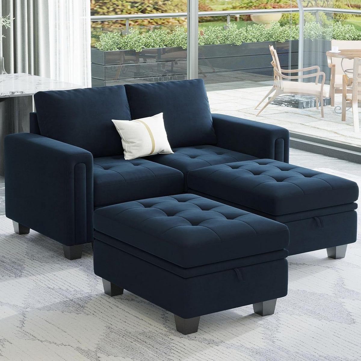 Velvet modular sectional sofa by ShipItFurniture featuring plush cushions and modern design, perfect for stylish living rooms.