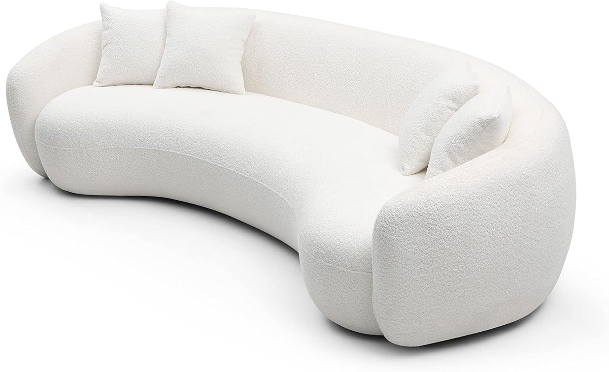 Curved teddy fleece sofa set in mid-century style, featuring plush upholstery and modern design from ShipItFurniture.